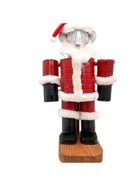 Christmas Folk Art Tin Man Santa Sculpture Wizard Of Oz Assemblage Robot Vintage